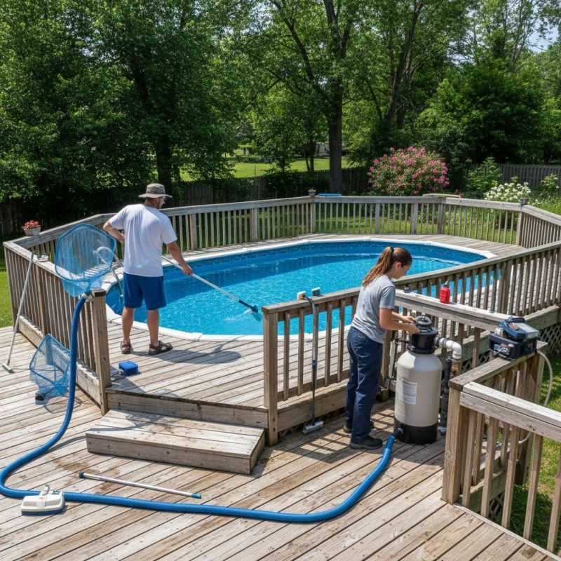 Local Pool Deck Maintenance pros at work